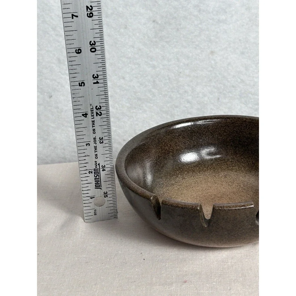 Heath speckled brown & tan 6 slot ashtray 6 1/2 x 2 in MCM Made in Sausalito CA